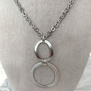 Etienne Aigner Silver Necklace with Double Rings